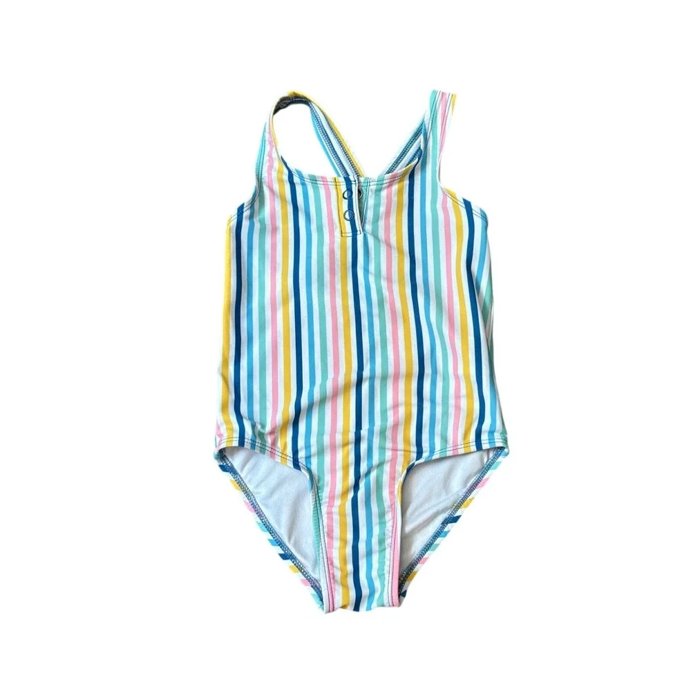 Old Navy One Piece Swimsuit Kids Multicolor Striped Racerback SIZE 4T